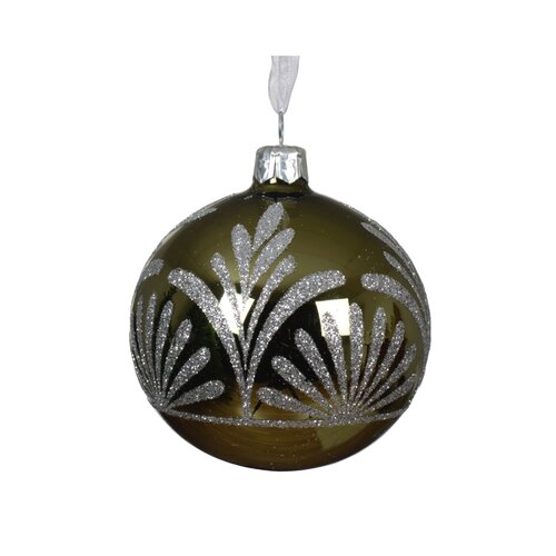 Decoris glazen kerstbal rosemarijn - D 8 cm