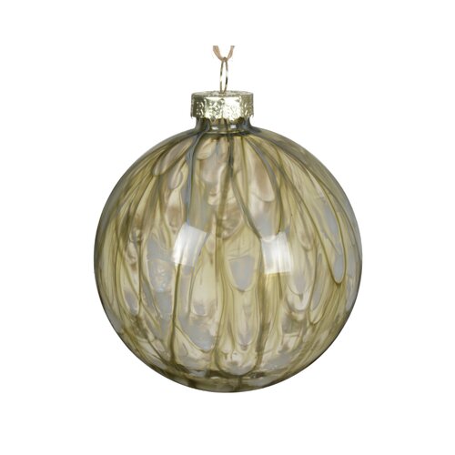Decoris glazen kerstbal rosemarijn - L 8 x H 8 cm