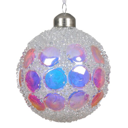 Decoris glazen kerstbal transparant/iris - D 8 cm