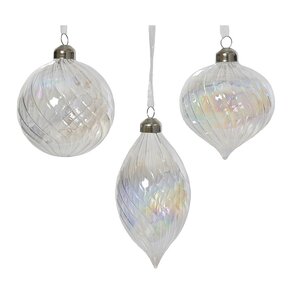 Decoris glazen kerstbal transparant/iris - D 8 cm