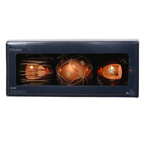 Decoris glazen kerstbal warme cider - D 8 cm
