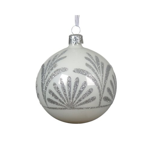 Decoris glazen kerstbal winterwit - D 8 cm