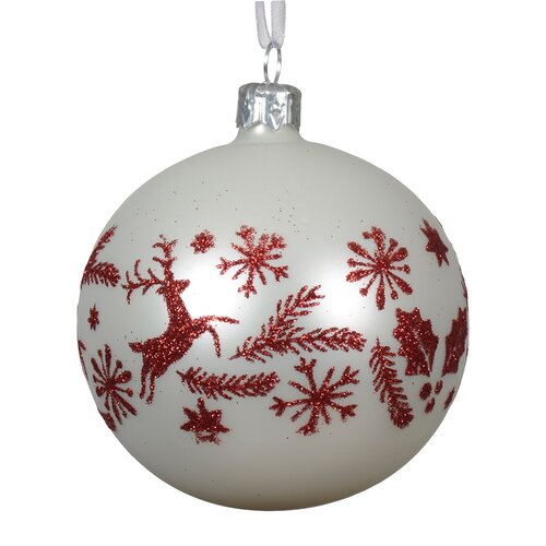 Decoris glazen kerstbal winterwit - D 8 cm
