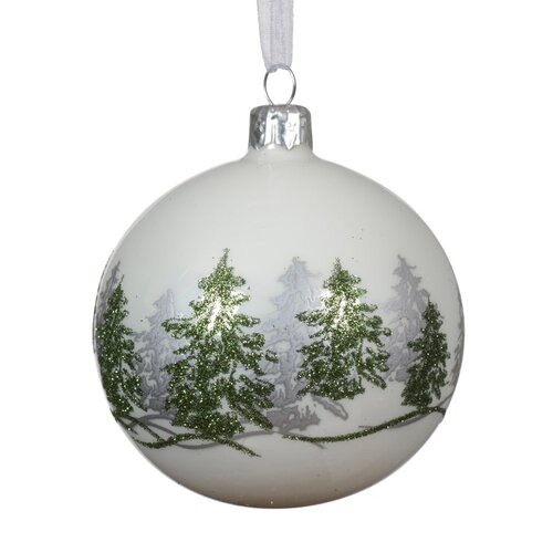 Decoris glazen kerstbal winterwit - D 8 cm