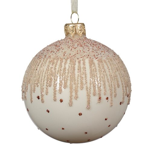 Decoris glazen kerstbal wolwit - D 8 cm