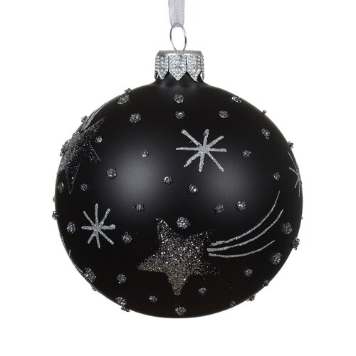 Decoris glazen kerstbal zilver - D 8 cm