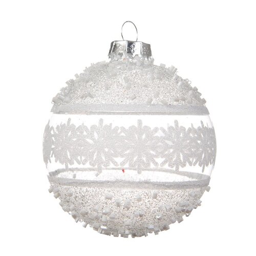 Decoris glazen kerstbal zilver - D 8 cm