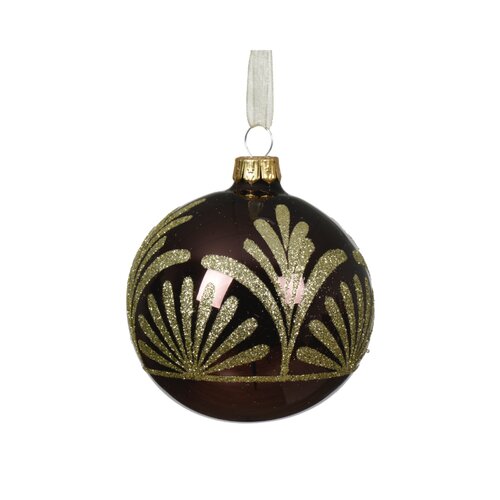 Decoris glazen kerstbal zwarte truffel - D 8 cm
