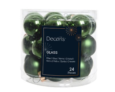 Decoris glazen kerstballen  dennengroen - D 2,5 cm