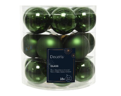 Decoris glazen kerstballen  dennengroen - D 4 cm