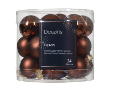 Decoris glazen kerstballen  espresso - D 2,5 cm