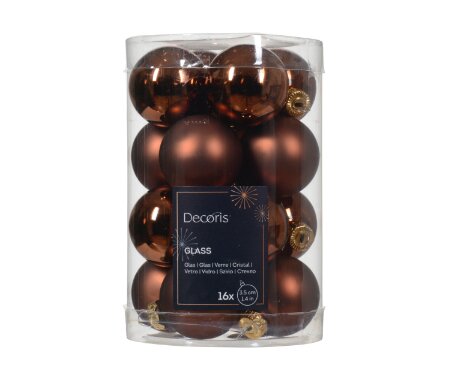 Decoris glazen kerstballen  espresso - D 3,5 cm