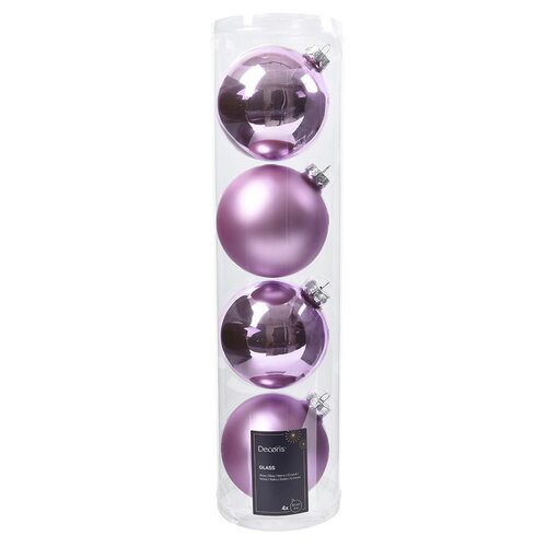 Decoris glazen kerstballen  fris lila - D 10 cm