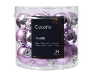 Decoris glazen kerstballen  fris lila - D 2,5 cm