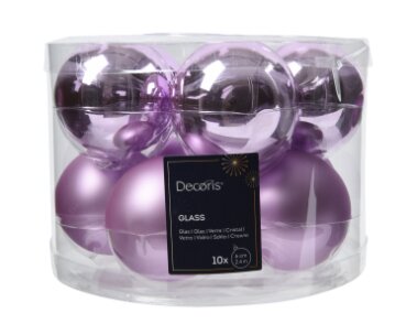 Decoris glazen kerstballen  fris lila - D 6 cm