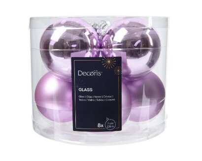Decoris glazen kerstballen  fris lila - D 7 cm