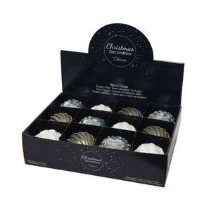 Decoris kerstballen glas gedecoreerd - Mistig blauw - afbeelding 2