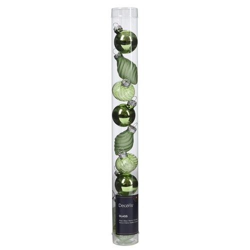 Decoris kerstballen glas groene thee - D 3 cm