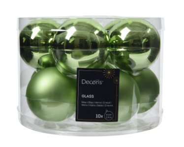 Decoris kerstballen glas groene thee - D 6 cm