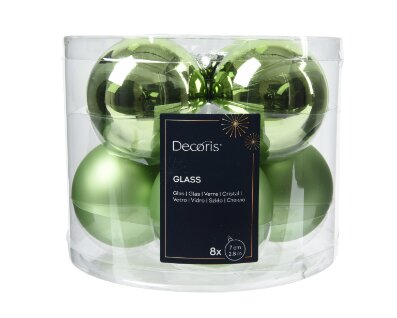 Decoris kerstballen glas groene thee - D 7 cm