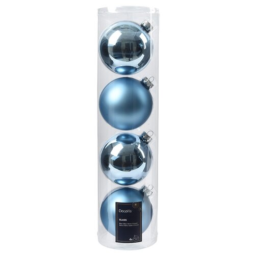 Decoris kerstballen glas ijsblauw - D 10 cm