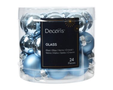 Decoris kerstballen glas ijsblauw - D 2,5 cm