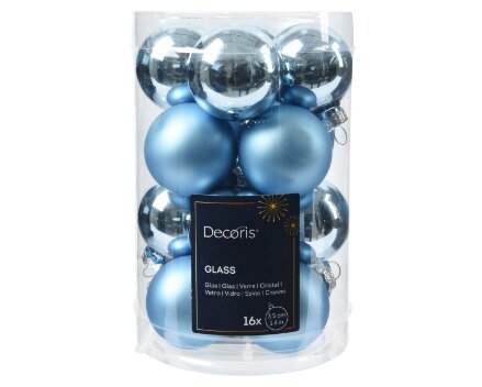 Decoris kerstballen glas ijsblauw - D 3,5 cm