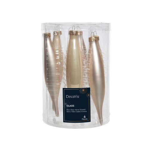 Decoris ijspegels glas parel 6 stuks - D 3 x H 15 cm