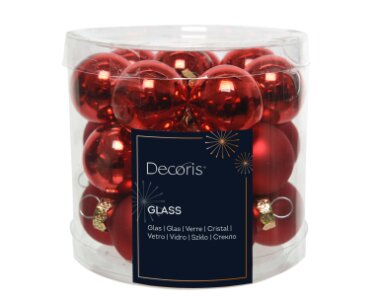 Decoris kerstballen glas kerstrood - D 2,5 cm
