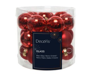Kerstballen glas kerstrood - D 2,5 cm