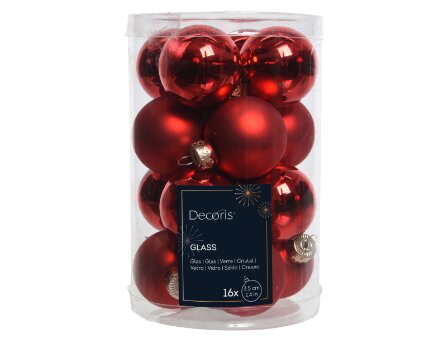 Decoris kerstballen glas kerstrood - D 3,5 cm