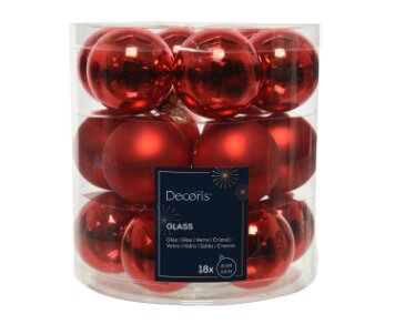 Decoris kerstballen glas kerstrood - D 4 cm