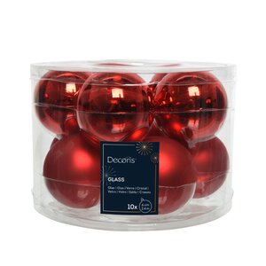 Kerstballen glas kerstrood - D 6,0 cm
