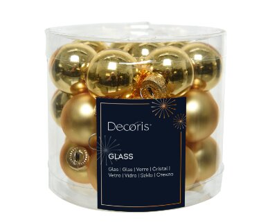 Decoris kerstballen glas licht goud - D 2,5 cm