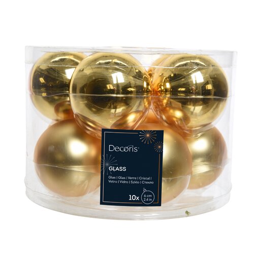 Decoris kerstballen glas licht goud - D 6 cm