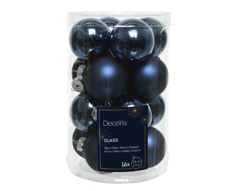 Decoris kerstballen glas nachtblauw - D 3,5 cm