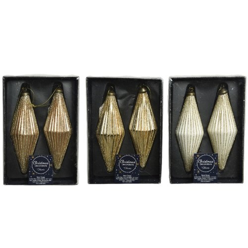 Decoris kerstballen glas olijf glitter 3kl.ass