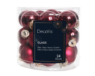 Decoris kerstballen glas ossenbloed - D 2,5 cm