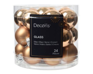 Decoris kerstballen glas pecannoot - D 2,5 cm