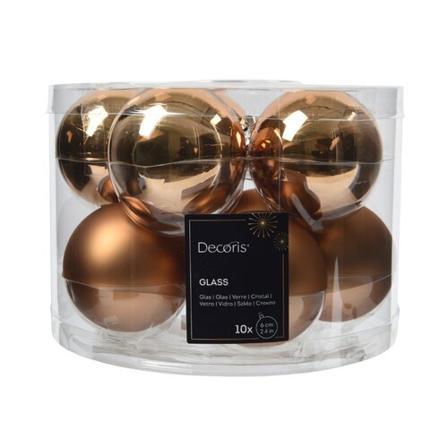 Decoris kerstballen glas pecannoot - D 6 cm