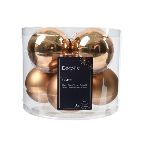 Decoris kerstballen glas pecannoot - D 7 cm