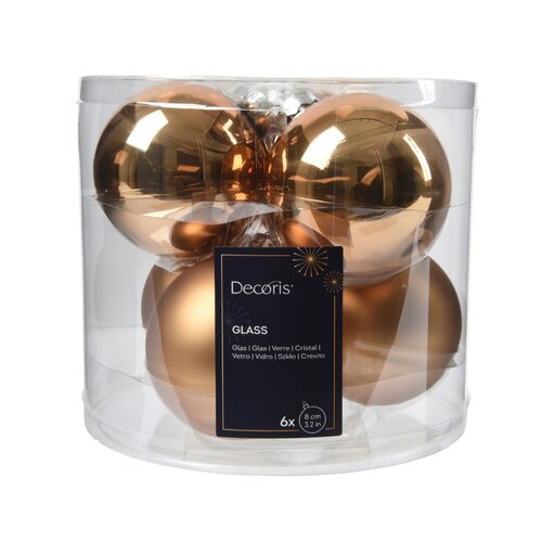 Decoris kerstballen glas pecannoot - D 8 cm