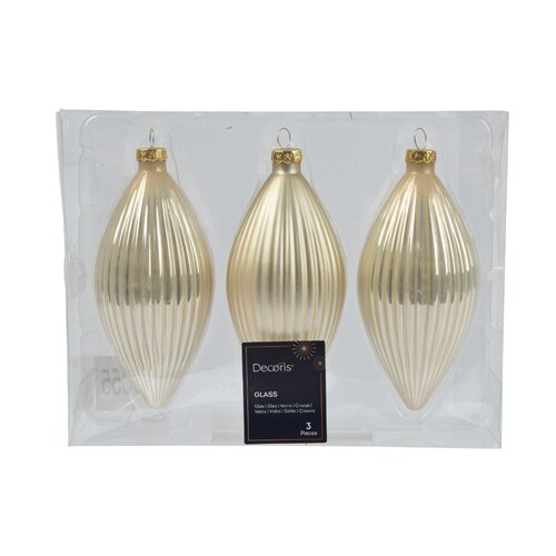 Decoris ijspegels glas parel 3 stuks - D 6 x H 13 cm