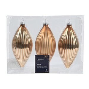 Decoris ijspegels glas pecannoot 3 stuks - D 6 x H 13 cm