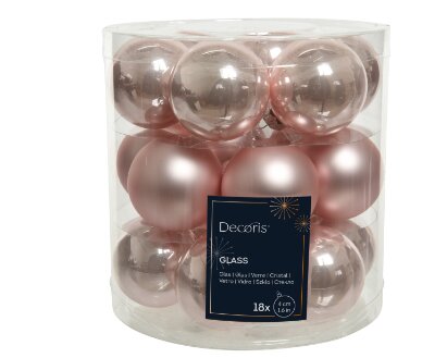 Decoris kerstballen glas blushy roze - D 4 cm