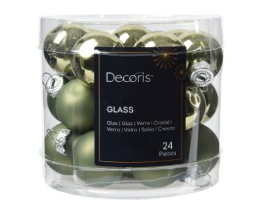 Decoris kerstballen glas rozemarijn - D 2,5 cm