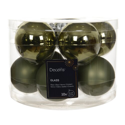 Decoris kerstballen glas rozemarijn - D 6 cm
