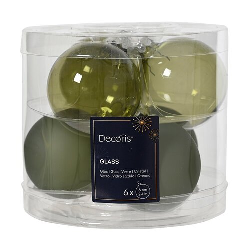 Decoris kerstballen glas rozemarijn - D 6 cm