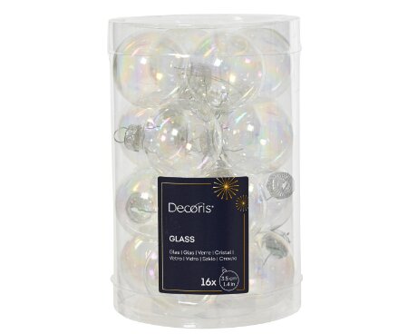 Decoris kerstballen glas transparant/iris - D 3,5 cm