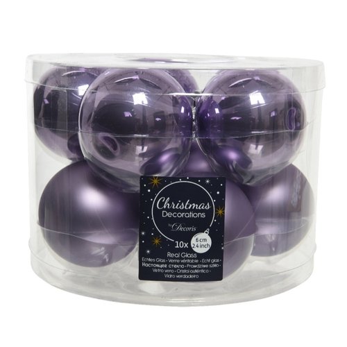 Decoris kerstballen glas heide lila - D 6 cm
